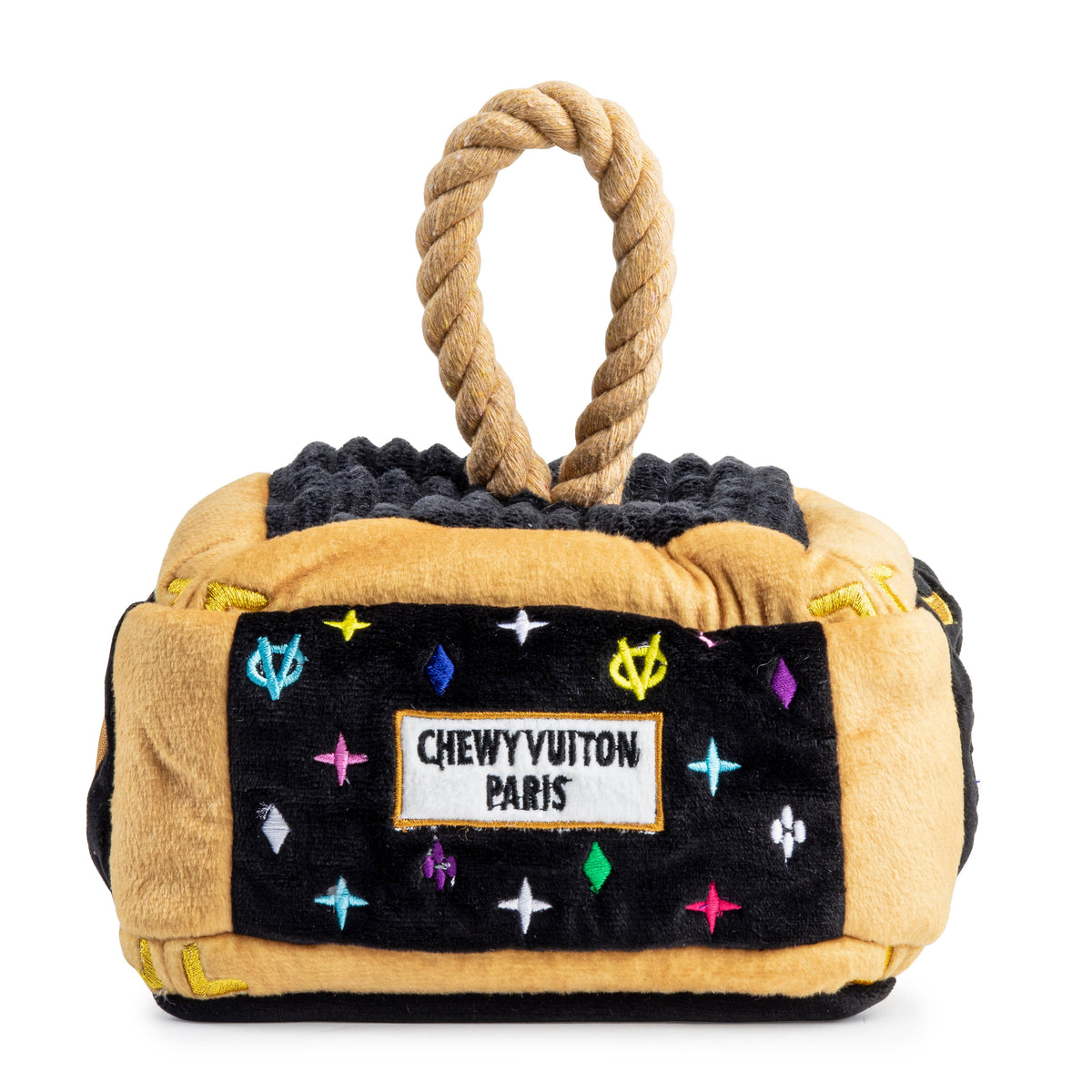 Haute Diggity Dog - Black Monogram Chewy Vuiton Trunk Dog Toy