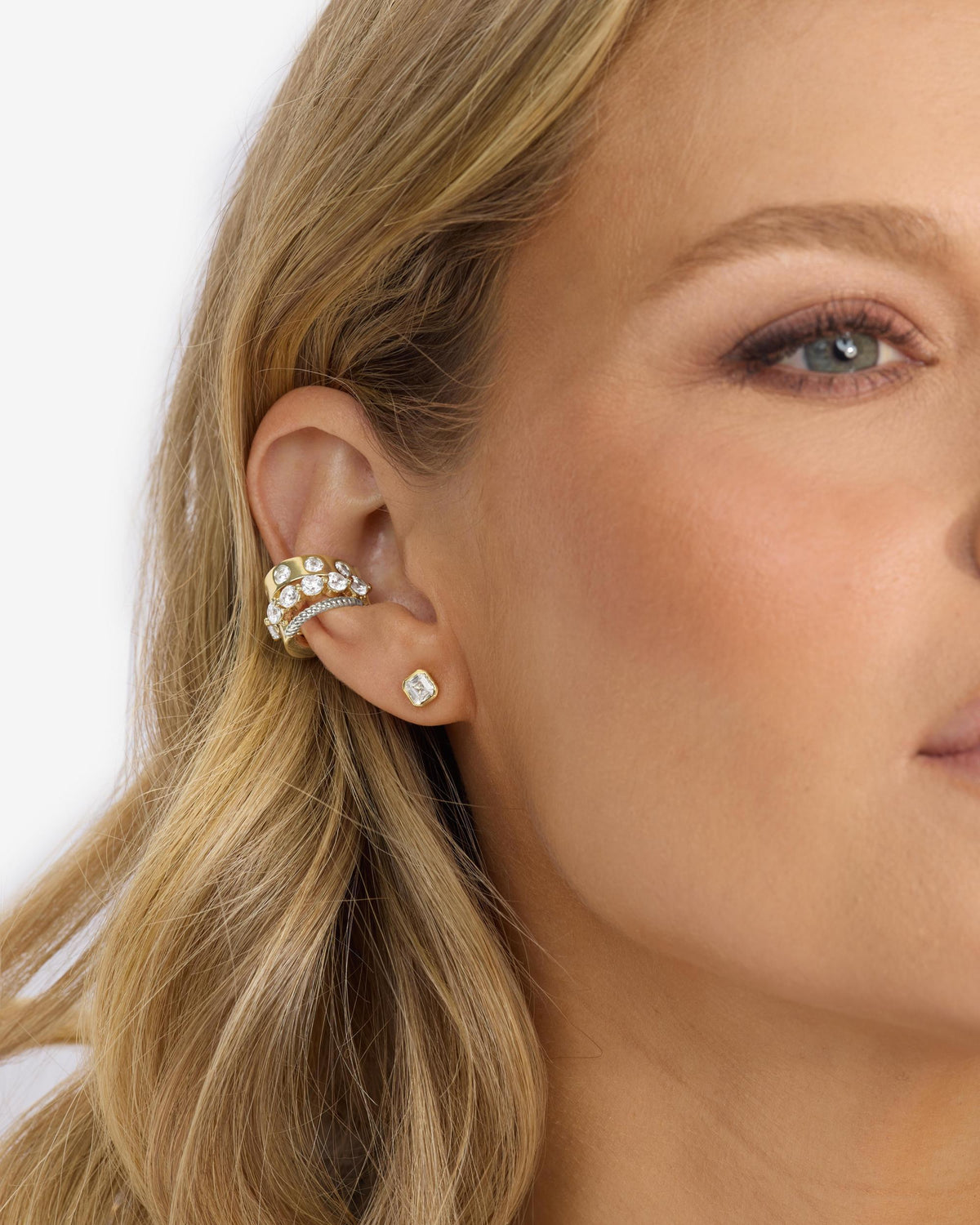 Ashley Venice Ear Cuff - Mixed Metal|White Diamondettes