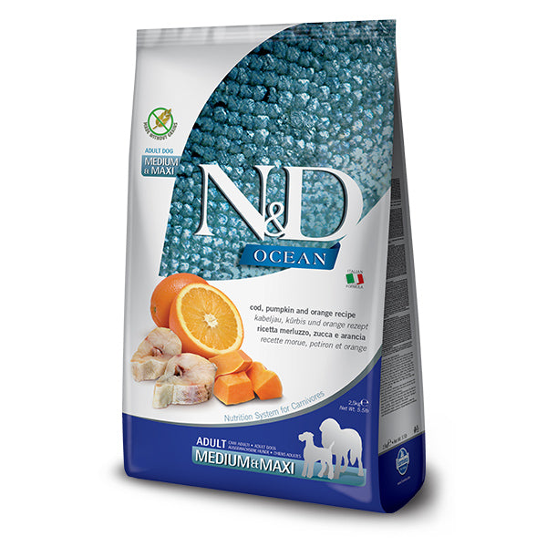 Farmina N&D Ocean Cod, Pumpkin, & Orange for Adult Mini Breeds Dry Dog Food