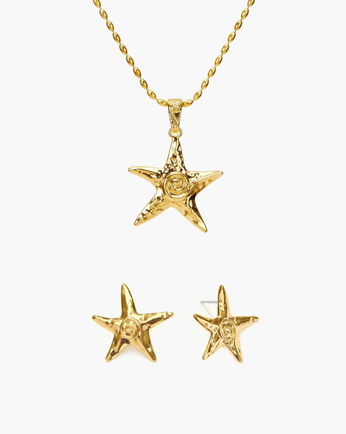 Starfish Necklace & Earrings Set in Silver