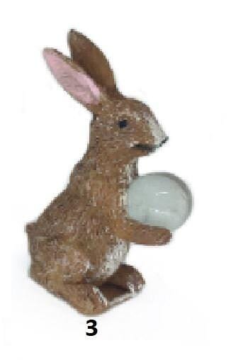 Miniature Animal Holding Gazing Ball, Choice of Fairy Garden Animals, 1.5" Micro Mini Woodland Animal with Clear Ball