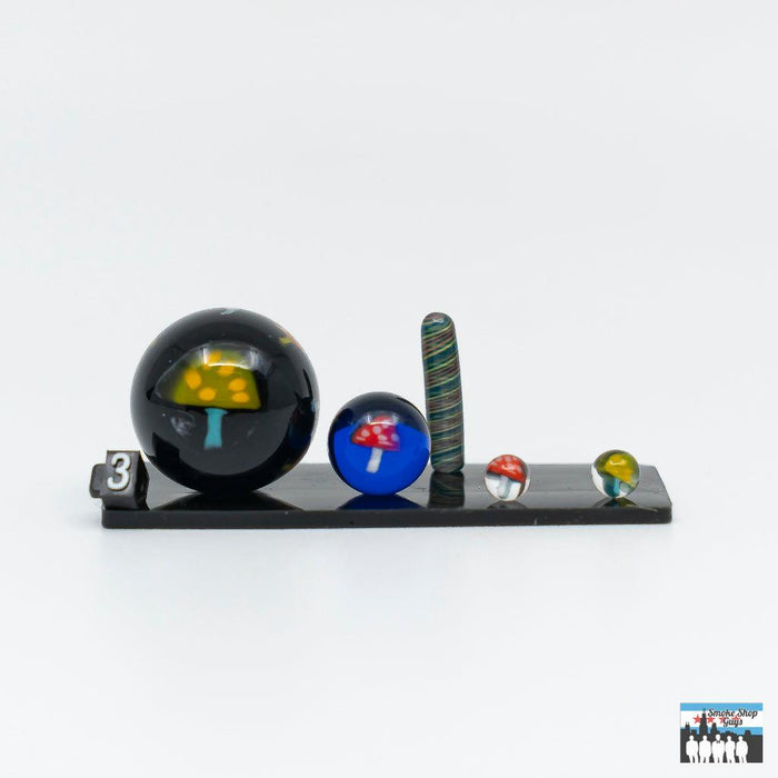 Optimized Vaporization Mushroom Set: Fidget Glass, 5-Piece Kit, Unique Dabbing Accessories, Mushroom-Themed Design, Durable Glass, Assorted Colors