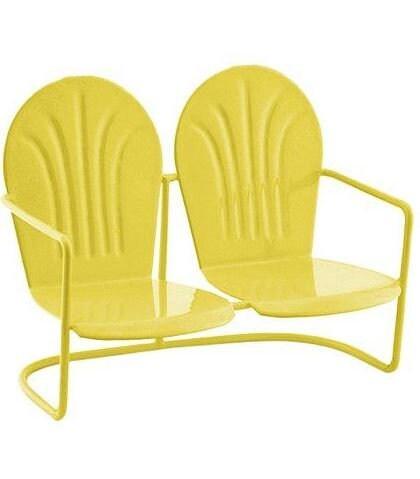 Miniature Red, Green or Yellow Double Glider Chair, Color Choice of Retro Outdoor Chair, 2.75" Metal Seating