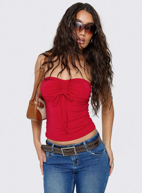 Archway Strapless Top Red