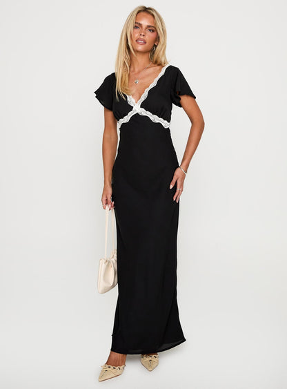 Barbarita Lace Maxi Dress Black
