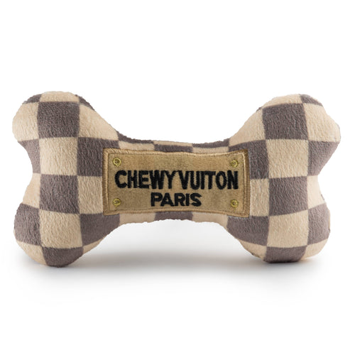 Haute Diggity Dog - Checker Chewy Vuiton Bones Squeaker Dog Toy: Large
