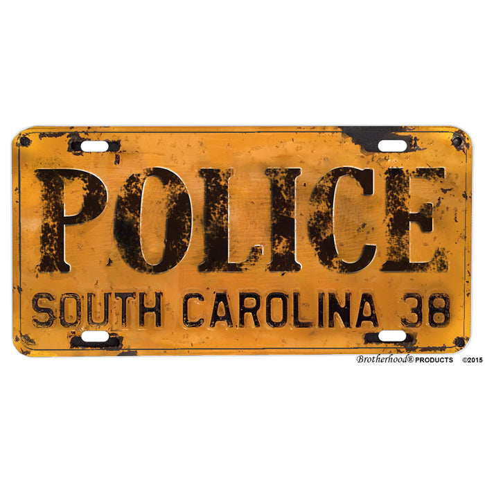 1938 South Carolina Police Reproduction Aluminum License Plate