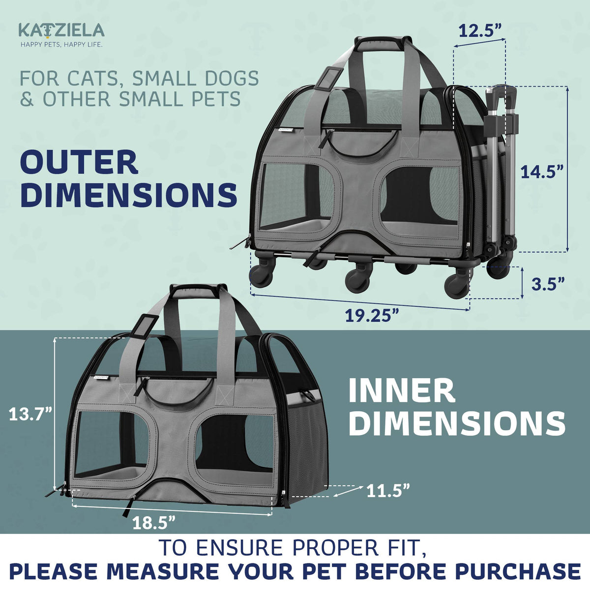 Luxury Rider Pet Carrier with Removable Wheels - 4 Colors: Black and Blue