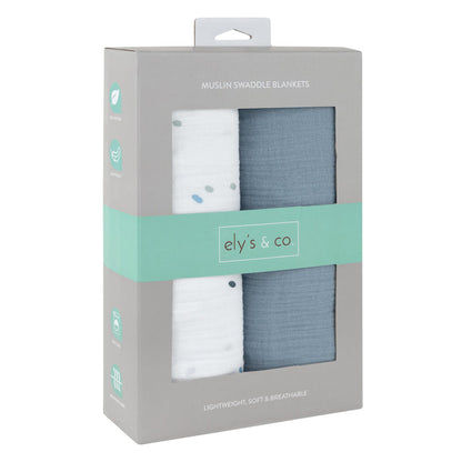 Blue Raindrops Muslin Swaddles Packaging