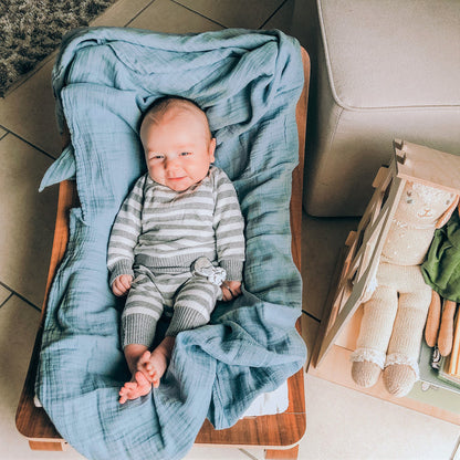 Versatile Muslin Blankets - Blue Raindrops