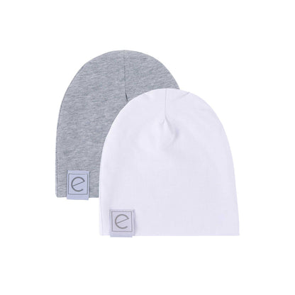 2 Pack Jersey Cotton Beanie Hat Set G/W