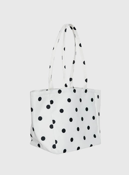 Anetta Tote Bag White Polka