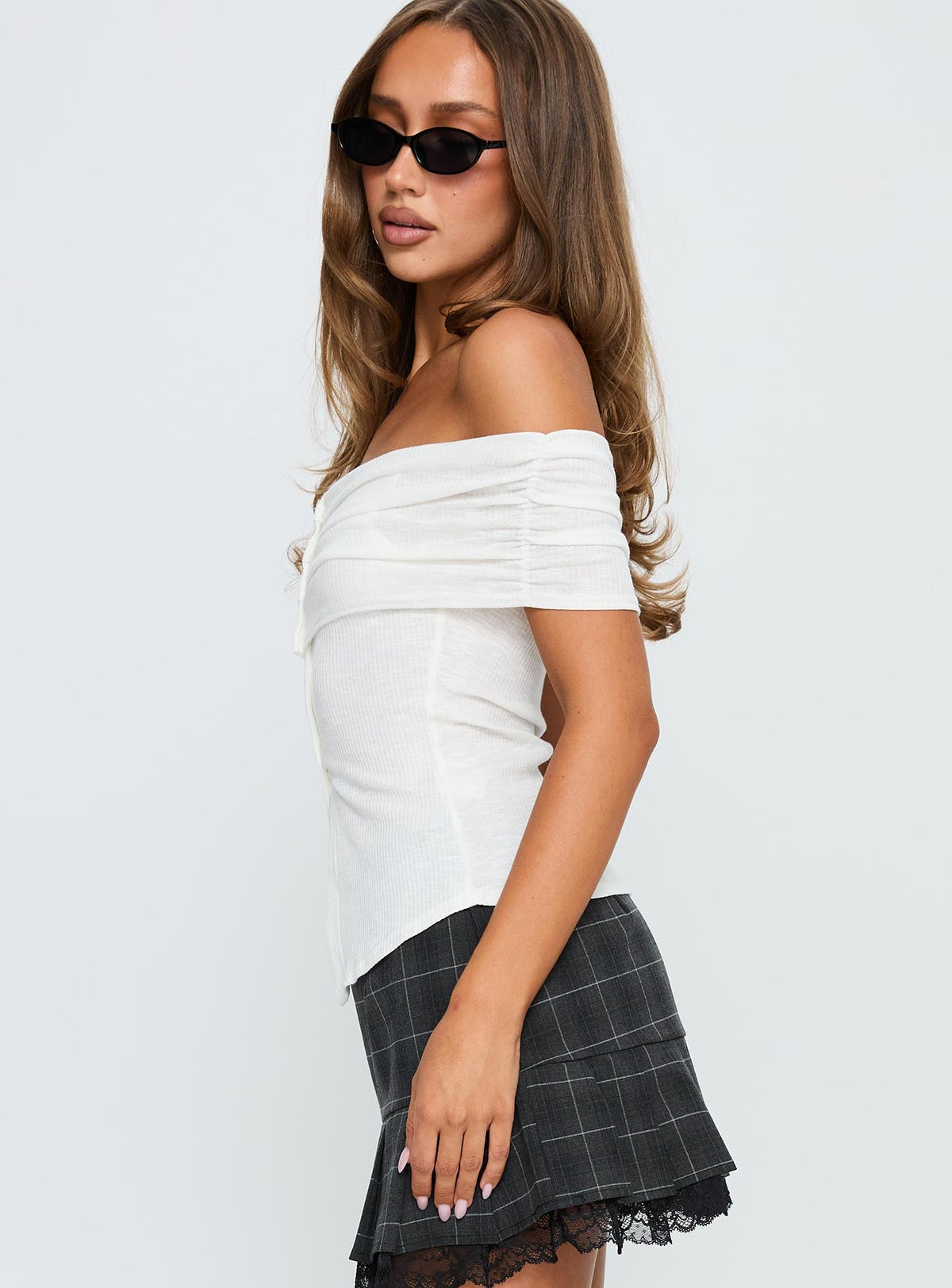 Azusa Off The Shoulder Top White
