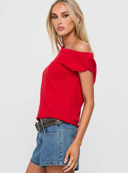 Ashfield Off Shoulder Top Red