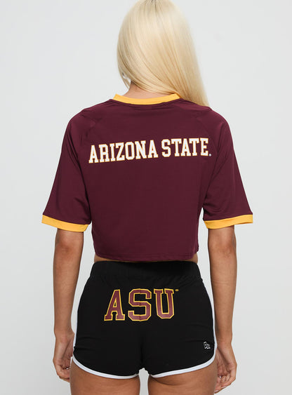 ASU Cropped Soccer Jersey Tee Maroon