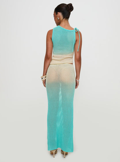 Auralia Knit Maxi Skirt Blue / Cream
