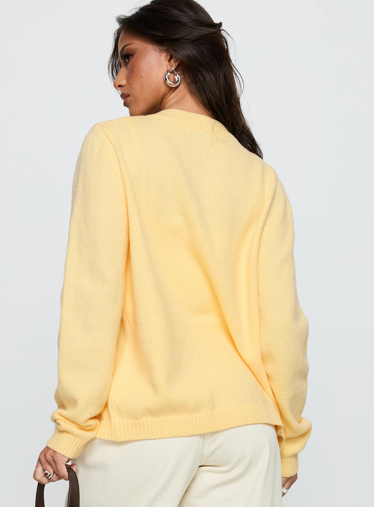 Arica Button Up Knit Cardigan Lemon