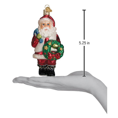 Santa With Wreath Ornament