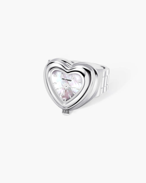 City Heart Watch Ring in Silver