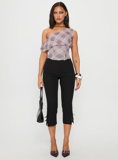 Amabelle Corset Draped Top Multi Plaid