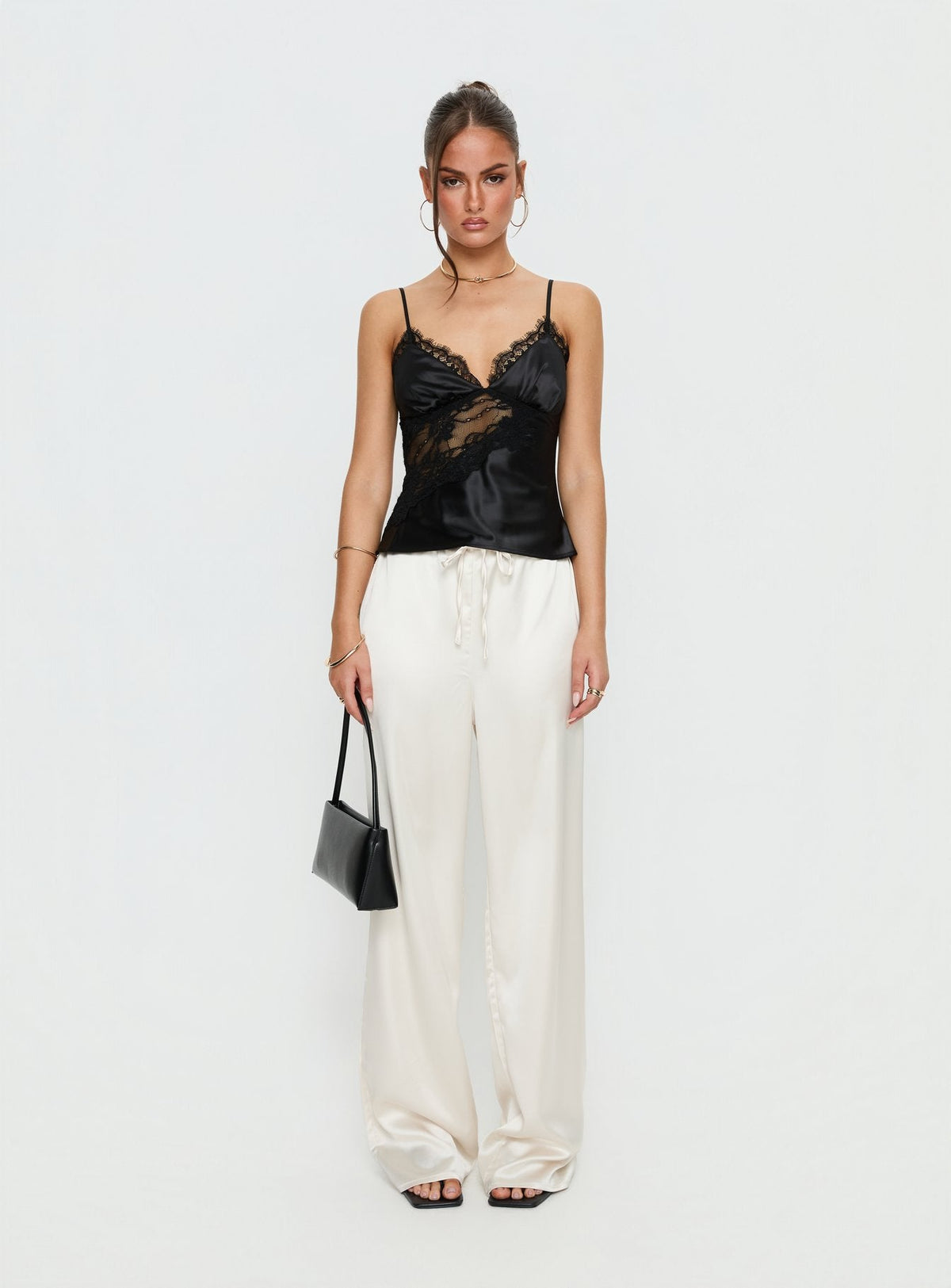 Annamari Lace Satin Cami Top Black