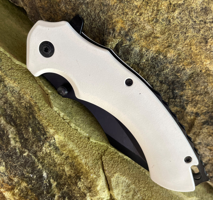 G. Sears Style Blade Spring Assisted Knife - White - AnyTime Blades