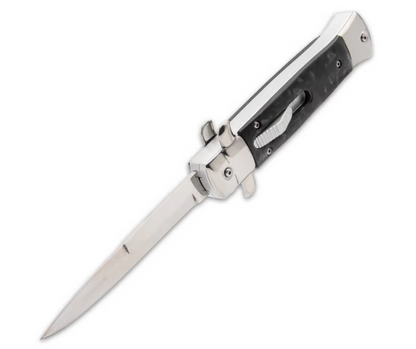 9" Stiletto OTF Knife - Automatic Black Marbelized - AnyTime Blades