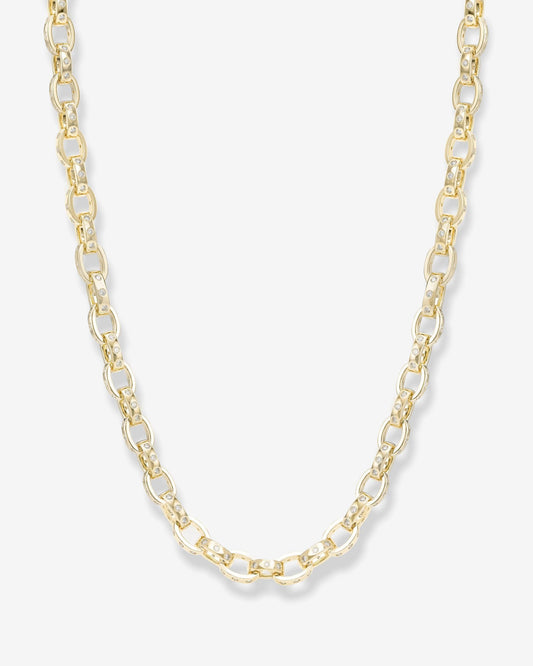 Ashley Chain Link Necklace 9mm - Gold|White Diamondettes
