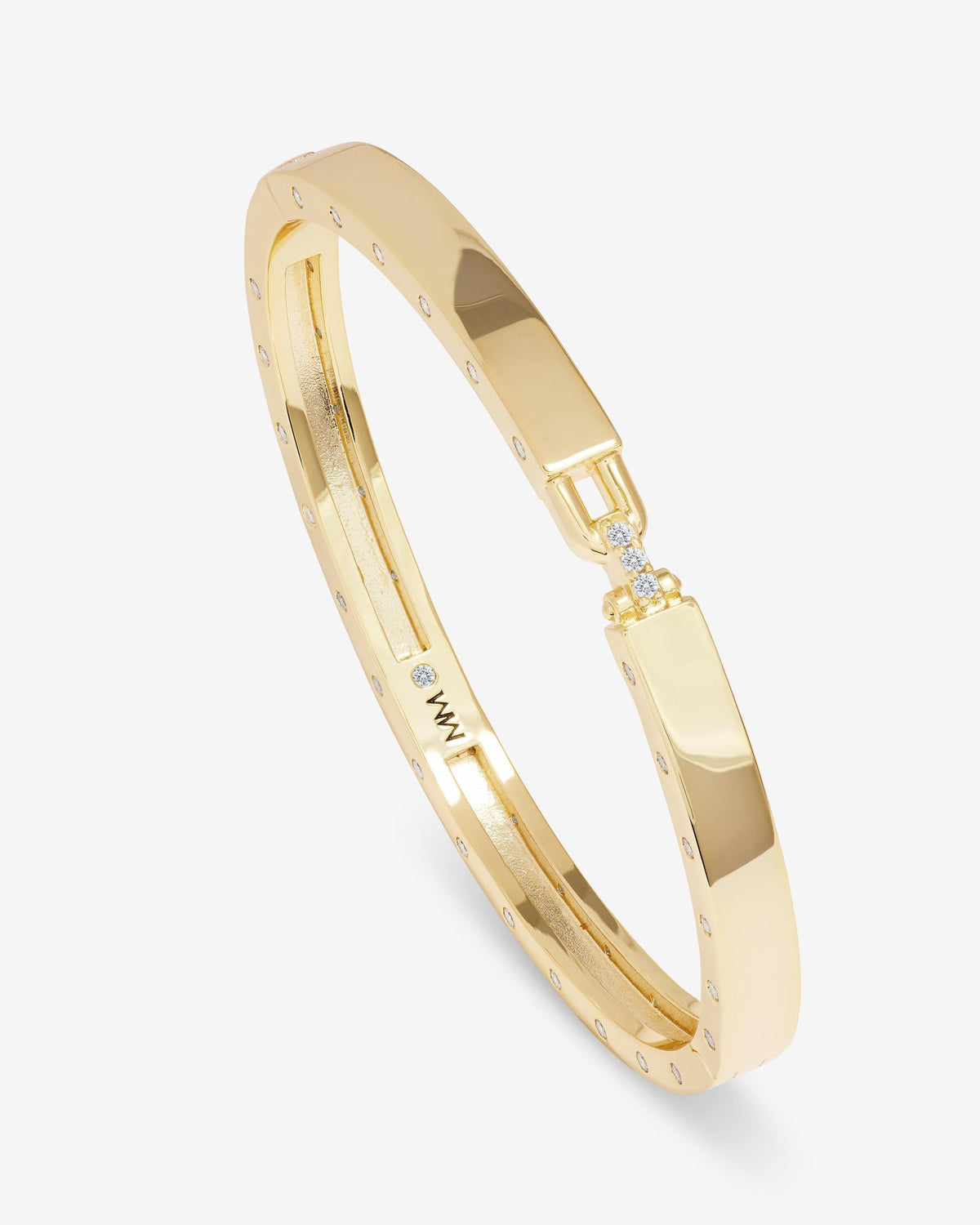 Ashley Lock Cuff 6mm - Gold|White Diamondettes