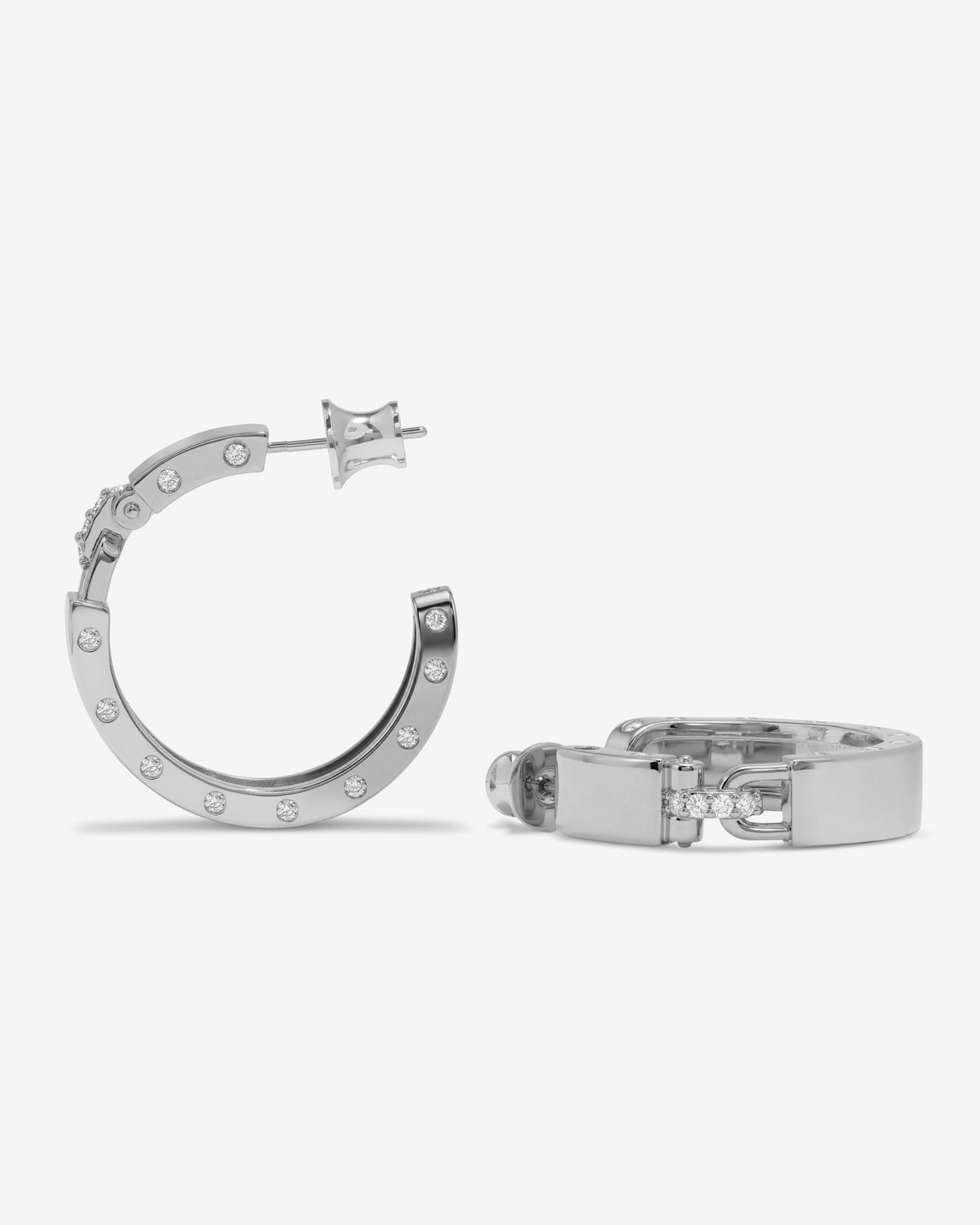 Ashley Lock Hoops 1" - Silver|White Diamondettes