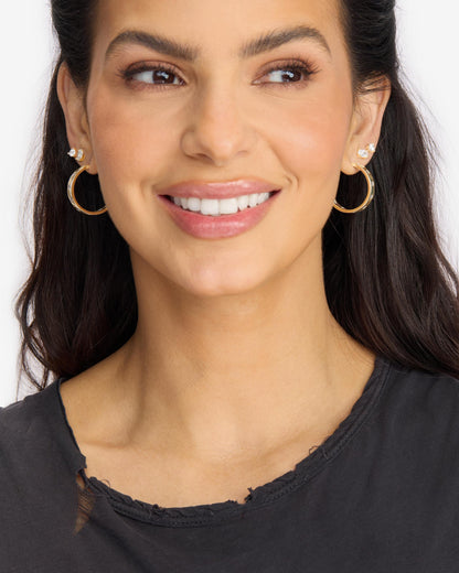 Ashley Rodeo Hoops 1" - Gold|White Diamondettes