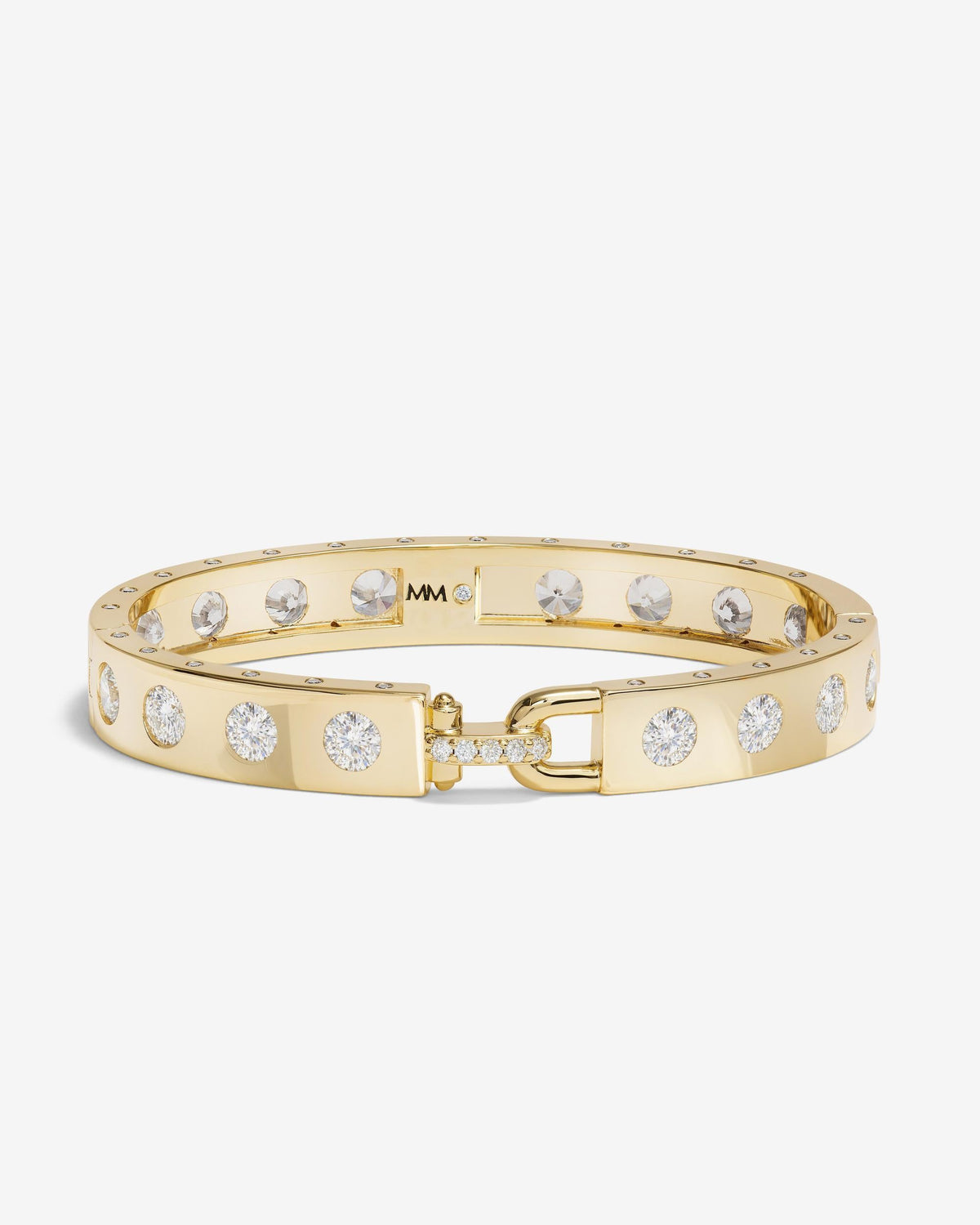 Ashley Rodeo Lock Cuff 9mm - Gold|White Diamondettes