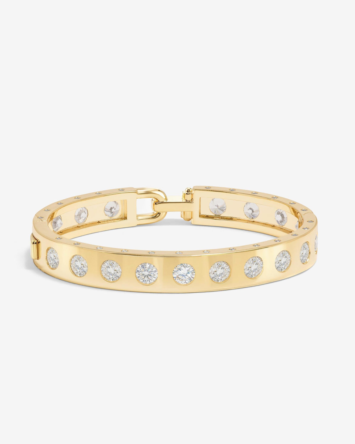 Ashley Rodeo Lock Cuff 9mm - Gold|White Diamondettes