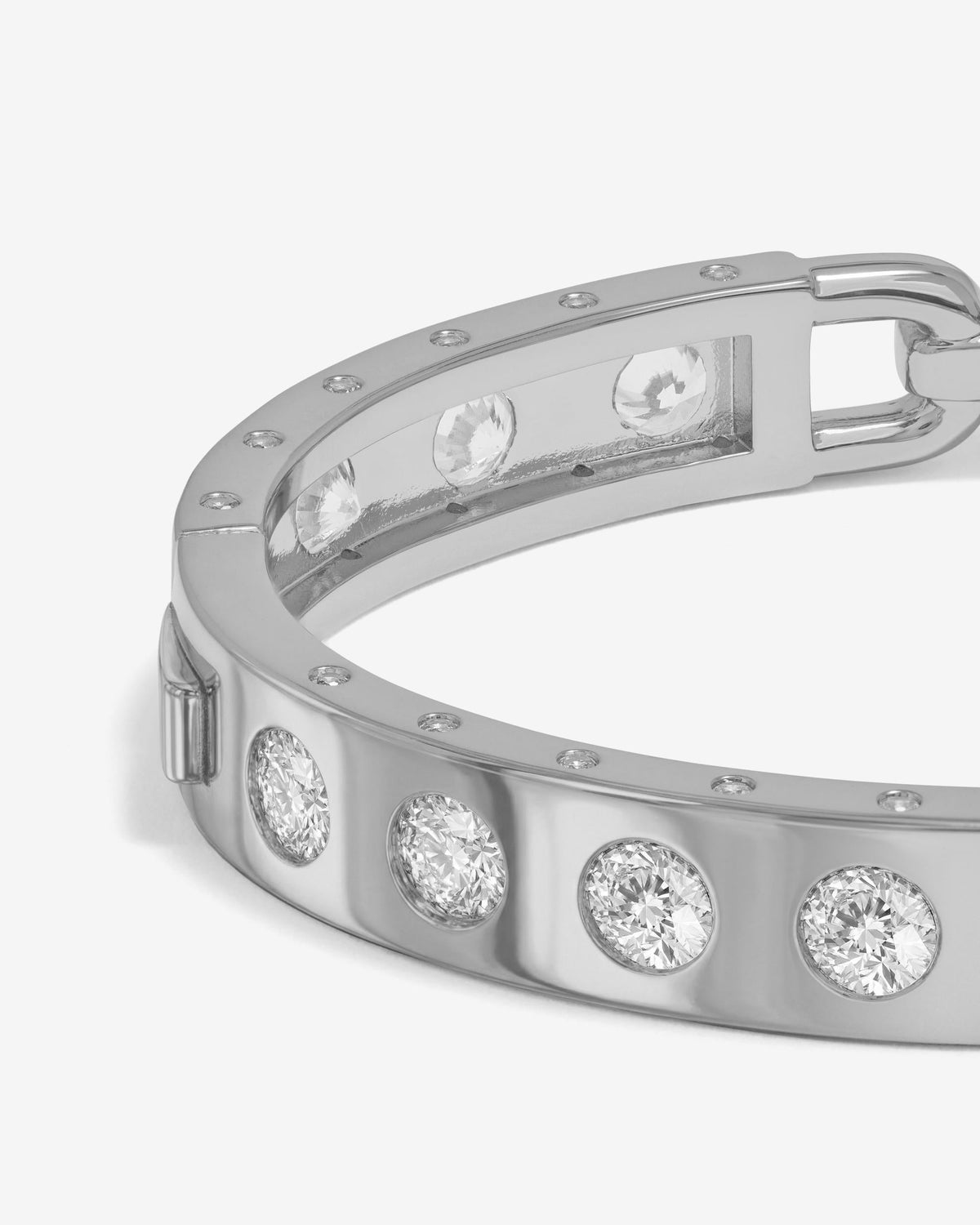 Ashley Rodeo Lock Cuff 9mm - Silver|White Diamondettes