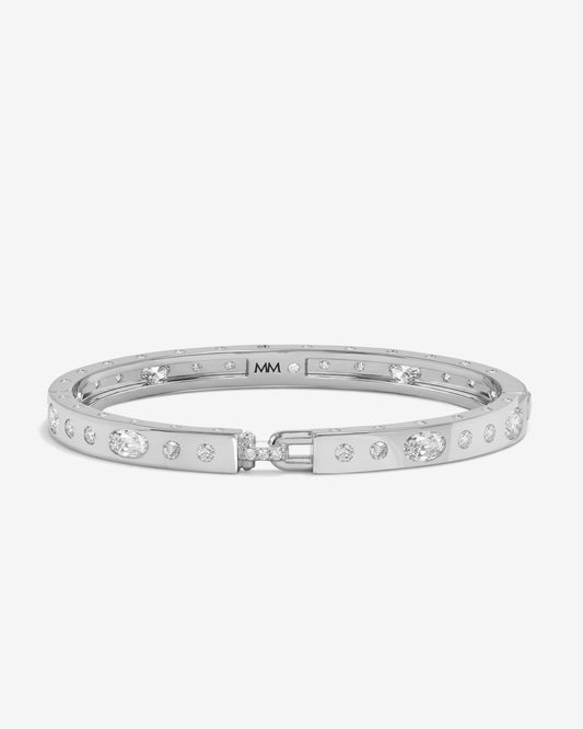 Ashley Sunset Lock Cuff 6mm - Silver|White Diamondettes