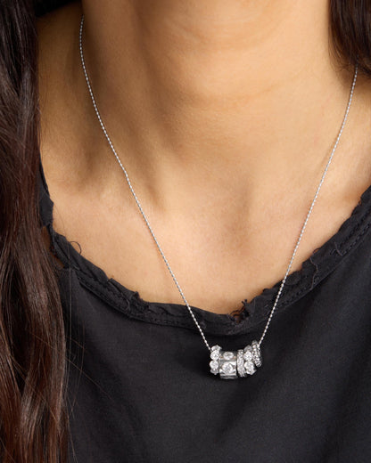 Ashley Venice Necklace - Silver|White Diamondettes