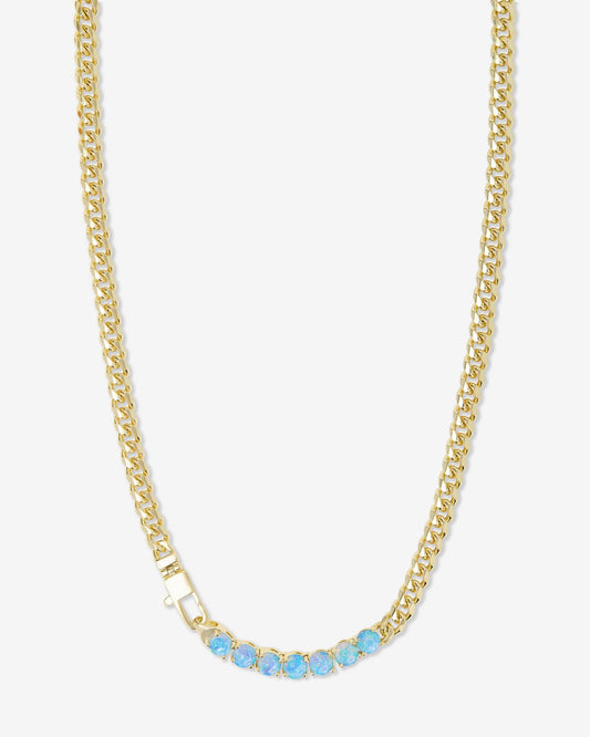 Julian Loves Opals Necklace 5mm - Gold|Blue Opal