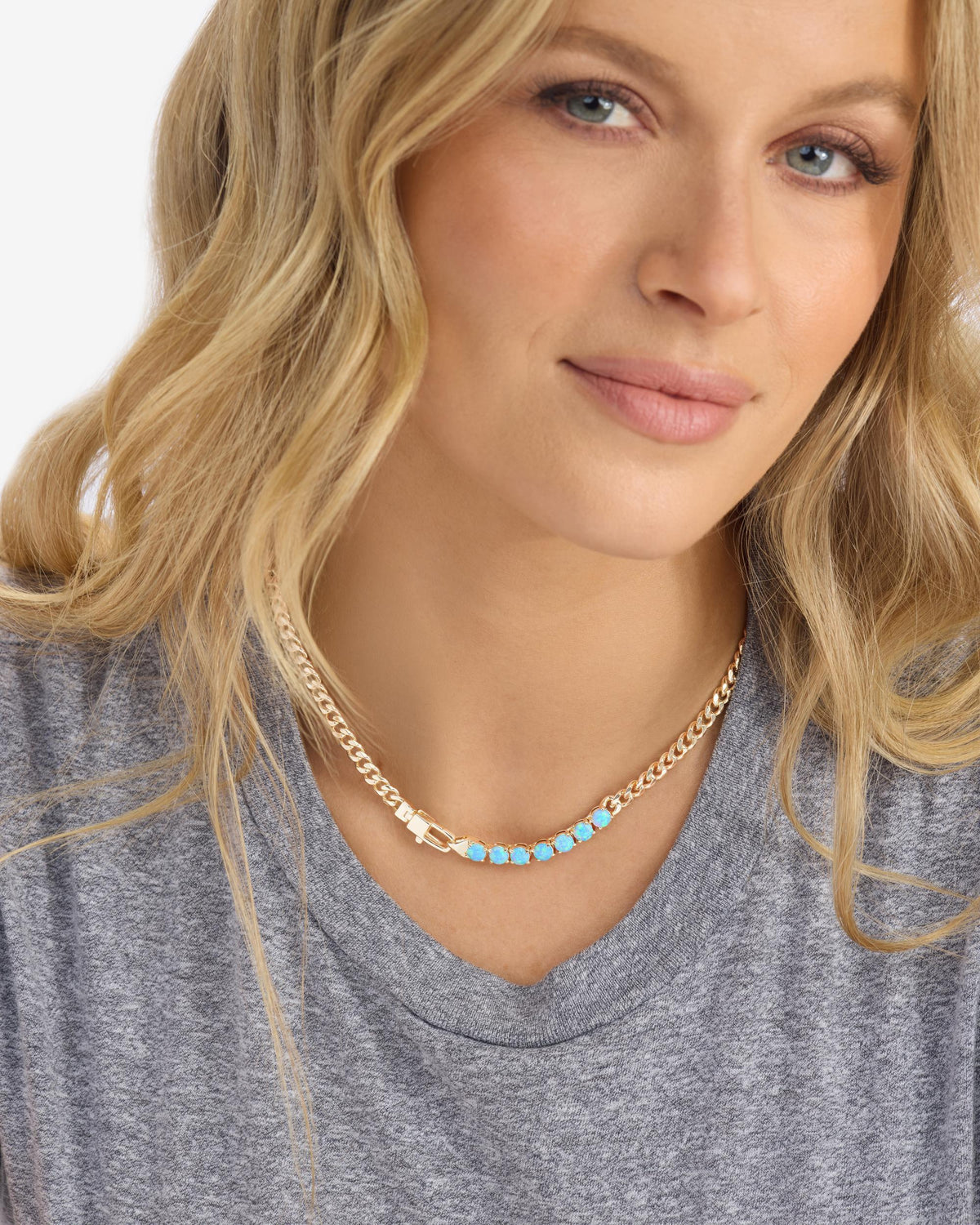 Julian Loves Opals Necklace 5mm - Gold|Blue Opal