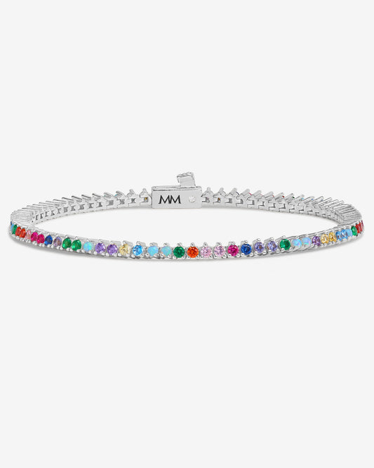 Not Your Basic Tennis Bracelet 2mm - Silver|Multi Stone