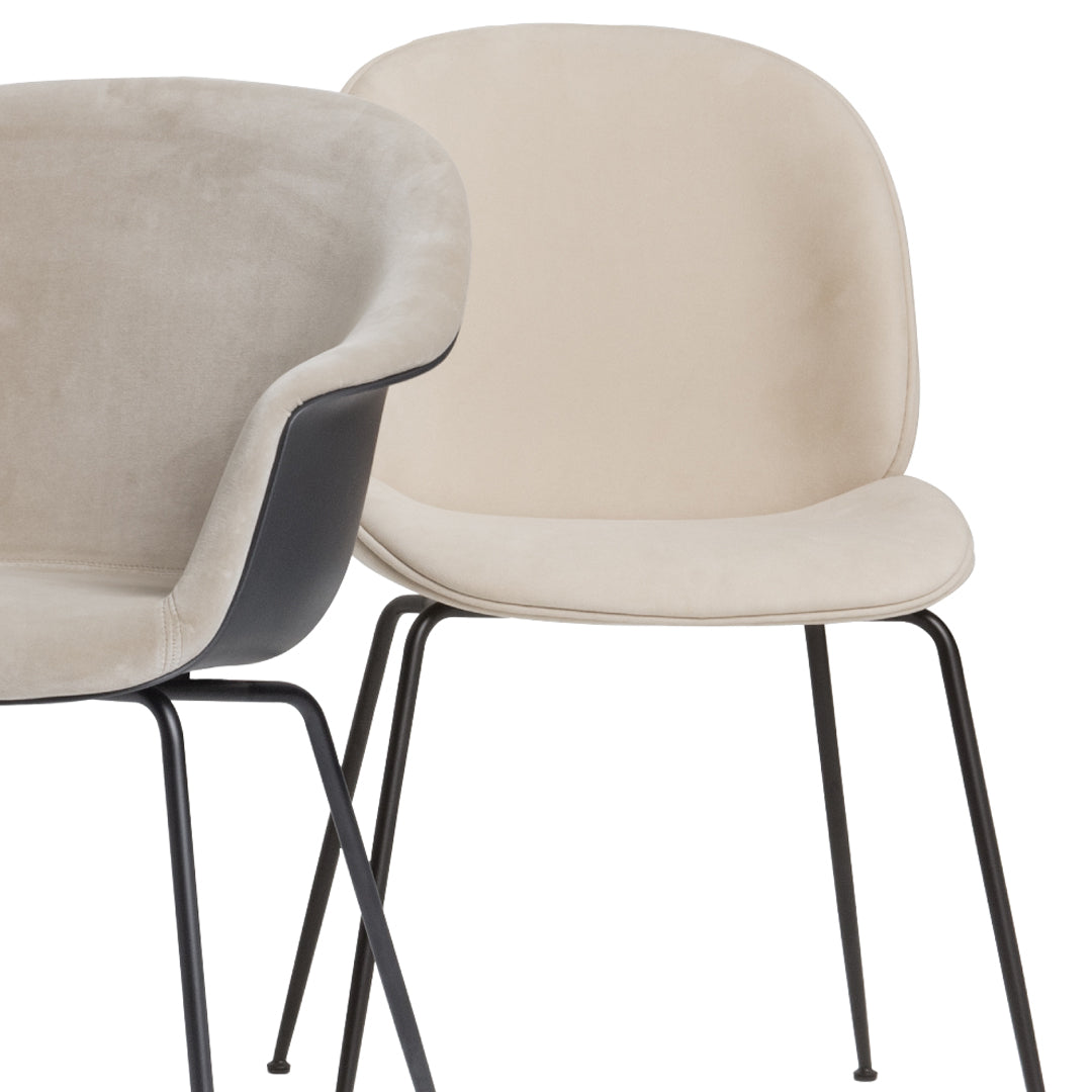 Bat Dining Chair - Black Matt Conic Base - Front Upholstered