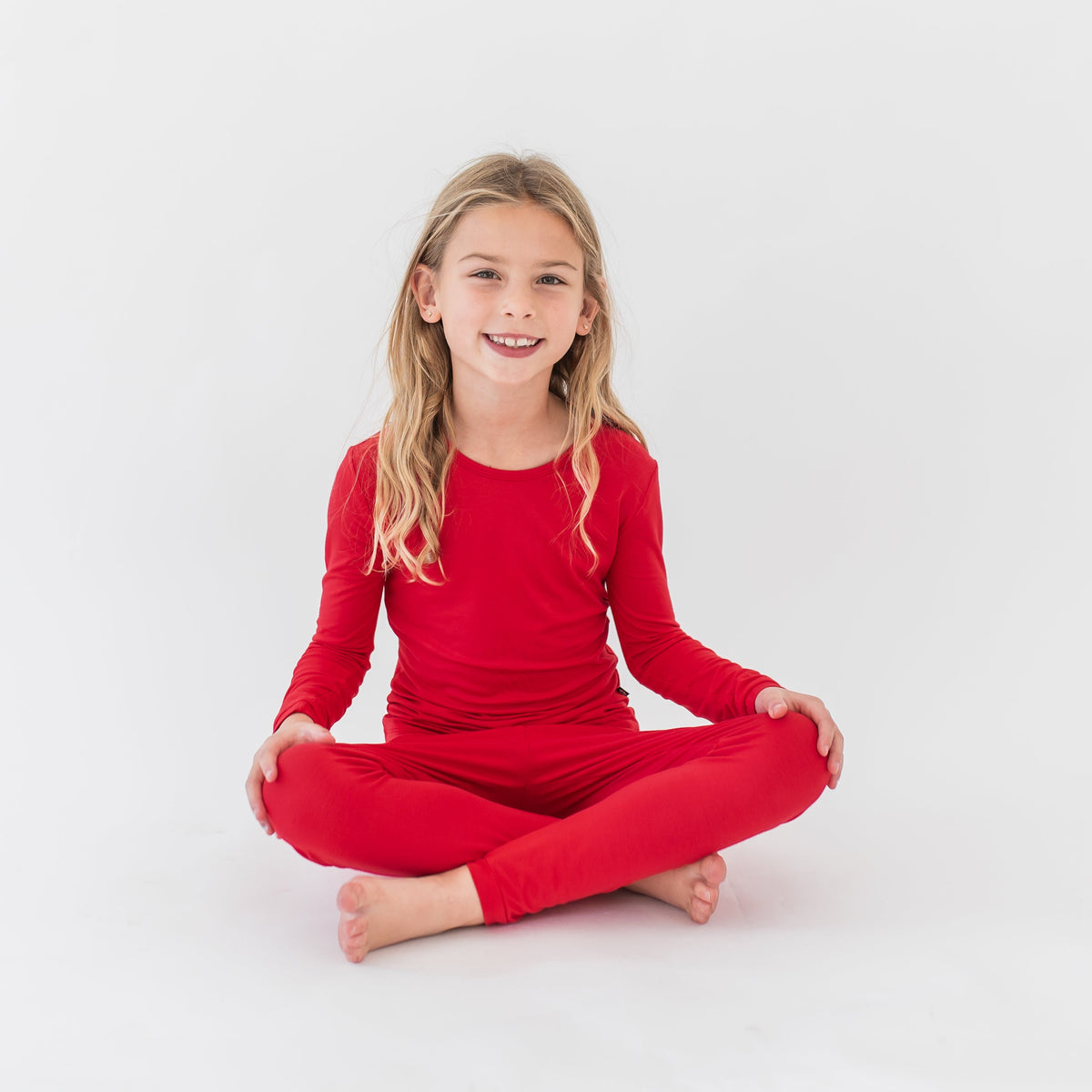 Long Sleeve Pajamas in Cardinal