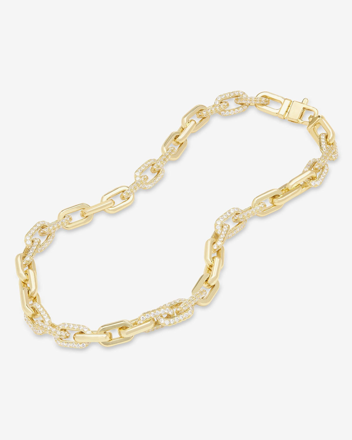 Frankie Pavé Chain Necklace 10mm - Gold|White Diamondettes