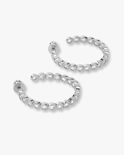 Baroness Hoops 1.25" - Silver|White Diamondettes