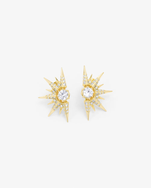 Gabriella Sunburst Stud Earrings - Gold|White Diamondettes