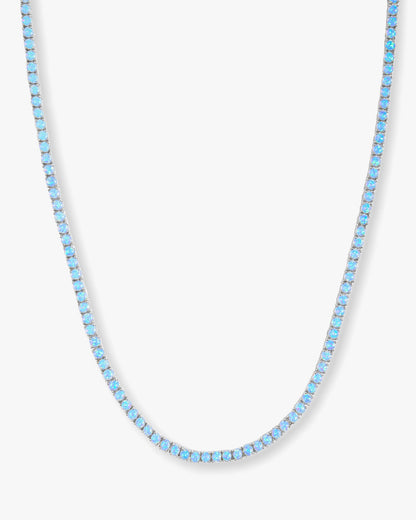 Grand Heiress Tennis Necklace 4mm - Silver|Blue Opal