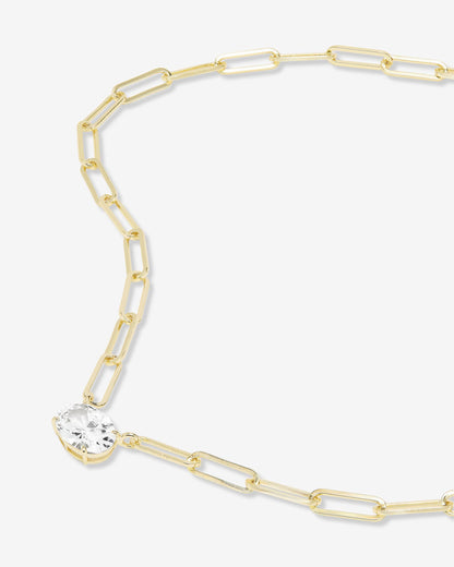 Hello Gorgeous Samantha Chain Necklace - Gold|White Diamondettes