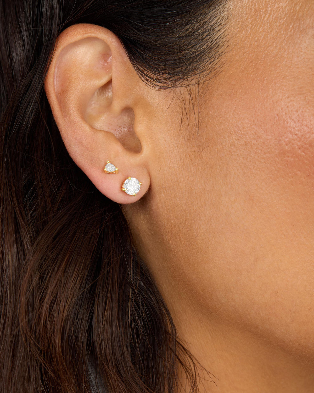 I Got a Raise Stud Set - Gold|White Diamondettes