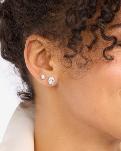 Isla 8mm Studs - Silver|White Diamondettes