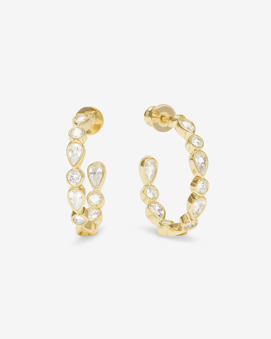 Isla Hoops 1" - Gold|White Diamondettes