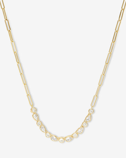 Isla Samantha Tennis Necklace - Gold|White Diamondettes